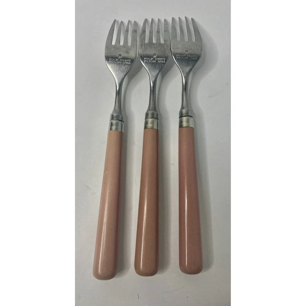 3 Stanley Roberts Spectrum Mauve Handle Flatware Dinner Forks Replacements